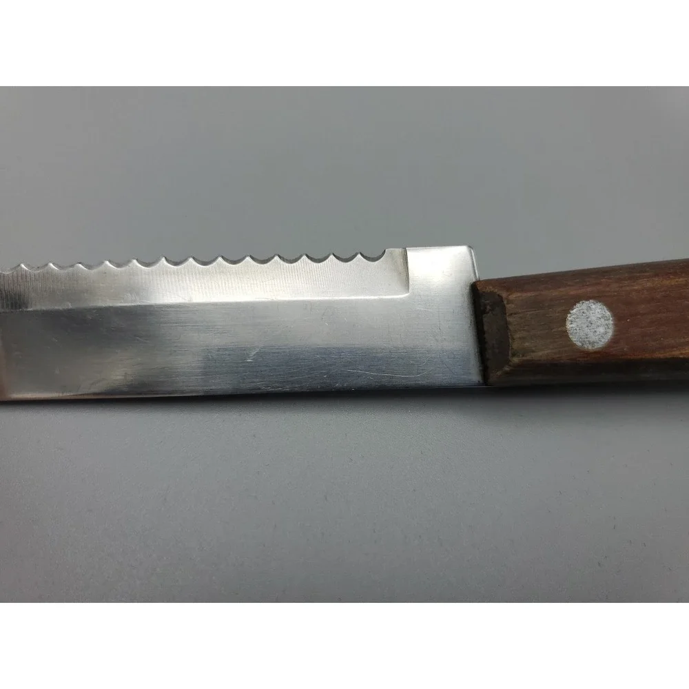 4 Mid-Century Kitchen Knives with Wood Handles Steak Cheese Grapefruit Multi-Use
